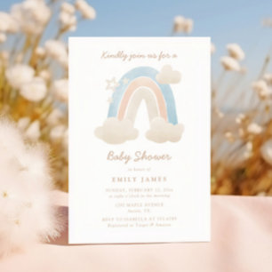 Cute Watercolor Boho Rainbow Baby Shower Invitation