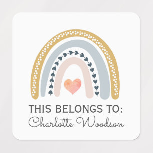 Cute Watercolor Boho Rainbow Clothing Kids' Labels