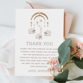 Cute Watercolor Boho Sheep Mobile. Baby Shower Thank You Card by RemioniArt at Zazzle