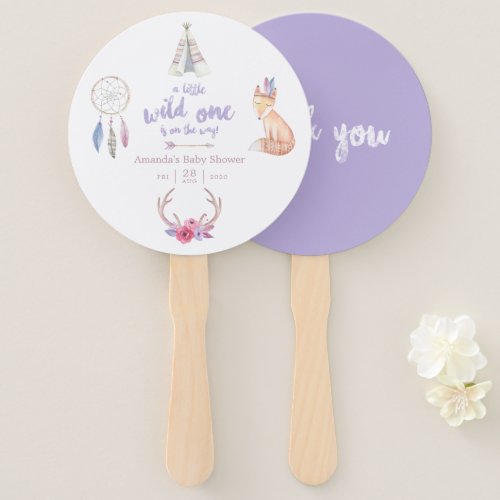 Cute Watercolor Boho Tribal Baby Shower Hand Fan