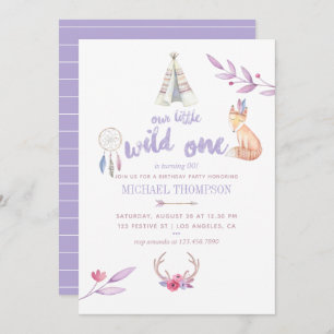 Cute Watercolor Boho Tribal Boy Birthday Party Invitation