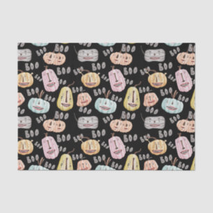 Cute Watercolor Boo Spooky Pumpkin Halloween Tissue Paper