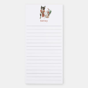 Cute Watercolor Boston Terrier Personalized Magnetic Notepad
