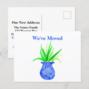 Cute Watercolor Botanical Moving Announcement Post Postcard