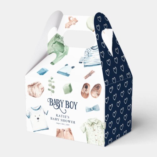 Cute Watercolor Boy Clothes BOY Baby Shower Favor Boxes