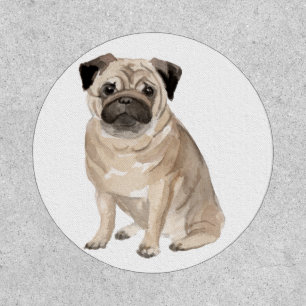 Cute Watercolor Brown Pug Patch