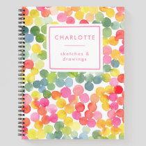 Cute Watercolor Bubbles Colorful Name Sketch Notebook