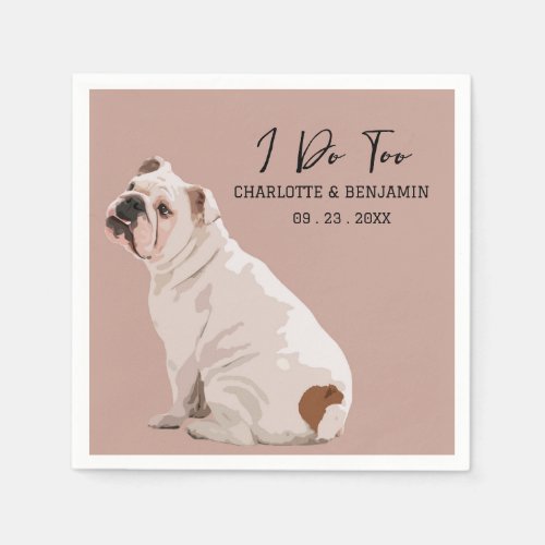 Cute Watercolor Bull Dog Wedding Napkins