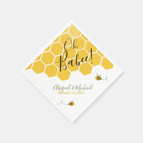 Cute Watercolor Bumble Bee Theme Baby Shower Napkins