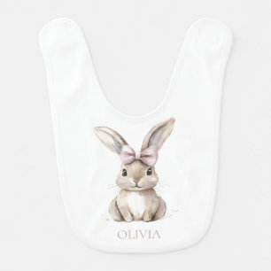 Cute Watercolor Bunny Animal Personalized Newborn Baby Bib