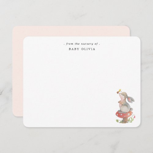 Cute watercolor Bunny Baby girl Thank You Card
