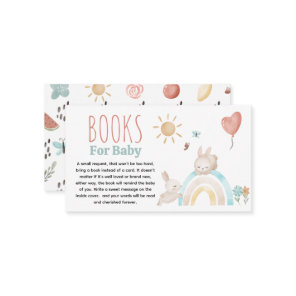 Cute Watercolor Bunny Baby Shower Books for Baby Enclosure Card