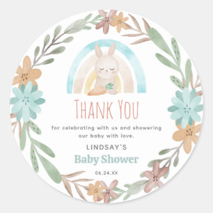 Cute Watercolor Bunny Baby Shower Thank You Classic Round Sticker