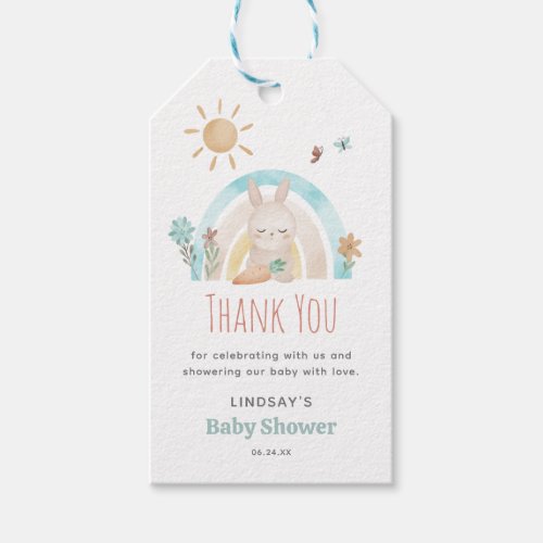 Cute Watercolor Bunny Baby Shower Thank You Gift Tags