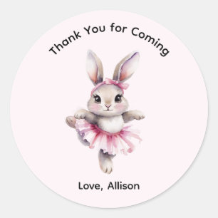 Cute Watercolor Bunny Ballerina Birthday Classic Round Sticker