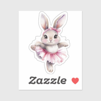 Cute Watercolor Bunny Ballerina Birthday  Sticker