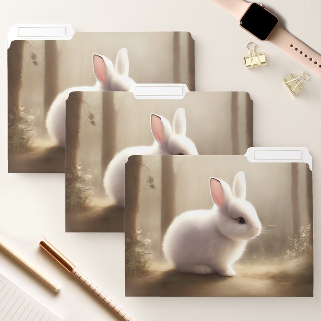 Cute Watercolor Bunny Beige File Folders (Cute Watercolor Bunny Beige File Folders)