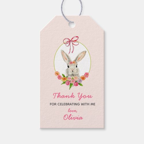 Cute watercolor Bunny birthday  Gift Tags