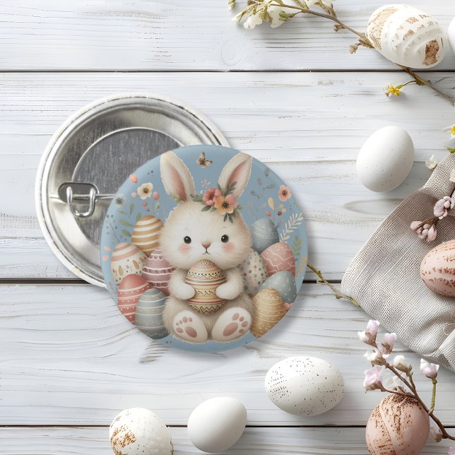Cute watercolor Bunny Easter  Button (Cute watercolor Bunny Easter 3 Cm Round Badge)