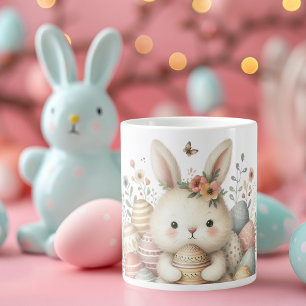 Cute watercolor Bunny Easter  Giant Coffee Mug