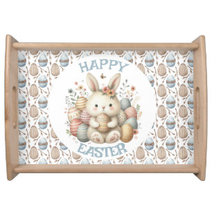Cute watercolor Bunny Easter  Serving Tray