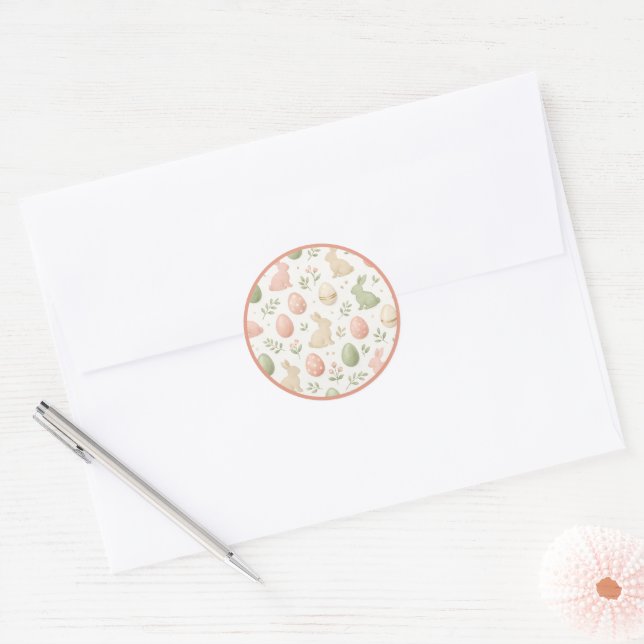 Cute Watercolor Bunny & Eggs Easter Favor Stickers (Envelope)