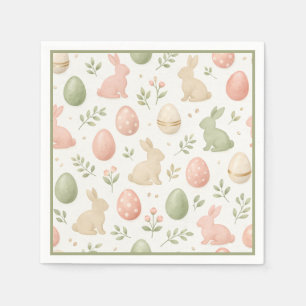 Cute Watercolor Bunny Floral Easter Brunch Napkins