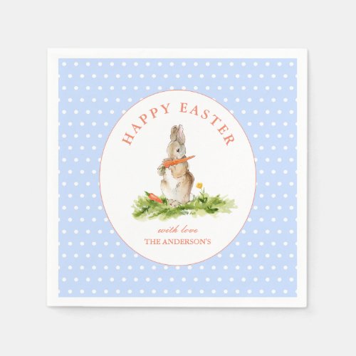 Cute watercolor Bunny Happy Easter Paper Napkin