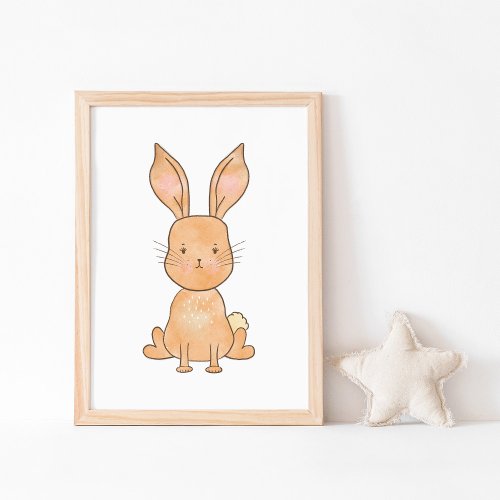 Cute Watercolor Bunny Nursery Poster