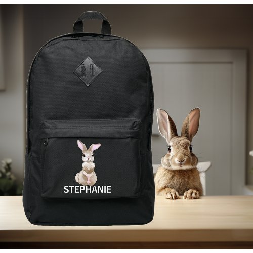 Cute Watercolor Bunny Personalized name Port Authority Backpack