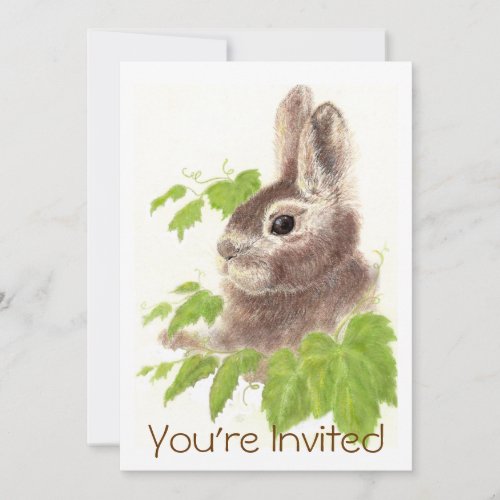 Cute Watercolor Bunny Rabbit Birthday Party Invite