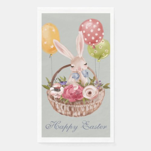 Cute Watercolor Bunny Rabbit Flowers  Easter Paper Guest Towels