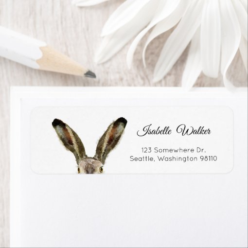 Cute Watercolor Bunny Rabbit Label | Zazzle