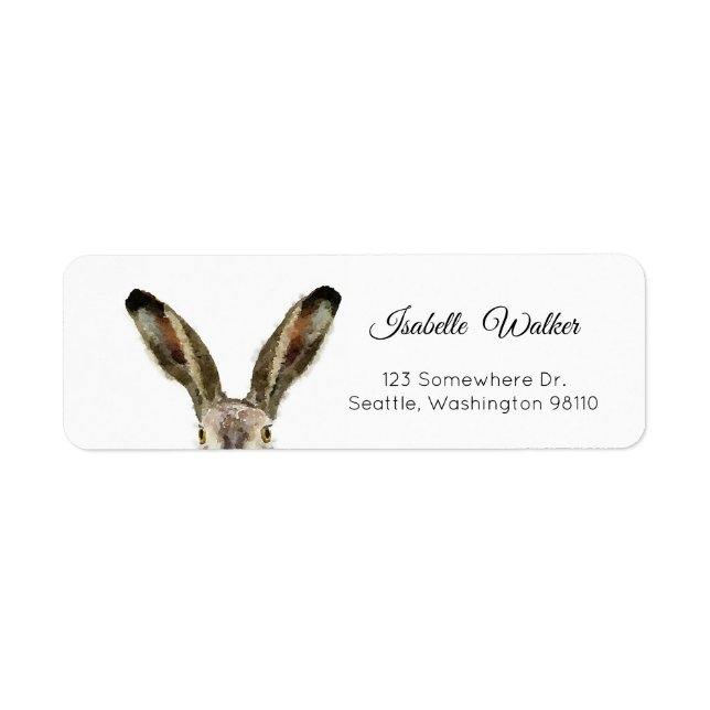 Cute Watercolor Bunny Rabbit Label (Front)