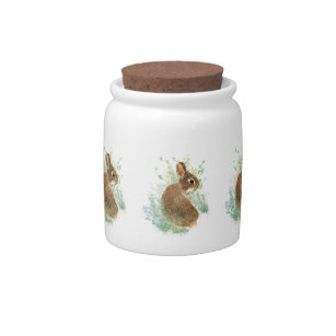 Cute Watercolor Bunny Rabbit Pet Animal Candy Jar