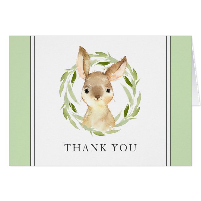Cute Watercolor Bunny Thank You (Front Horizontal)
