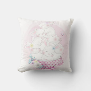 Cute Watercolor Bunny Throw Pillow