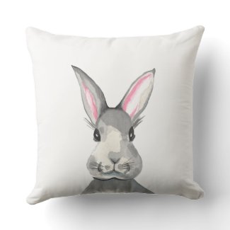 Cute Watercolor Bunny Throw Pillow