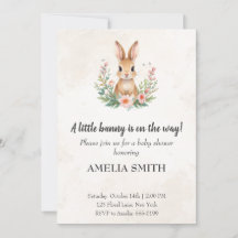 Cute Watercolor Bunny Woodland Animals Baby Shower