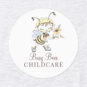 Cute Watercolor Busy Bee Character Childcare Kids' Labels