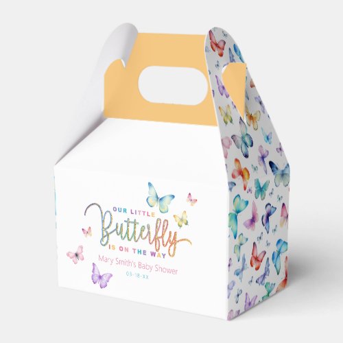 Cute Watercolor Butterfly Baby Shower Favor Boxes