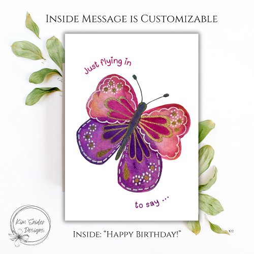 Cute Watercolor Butterfly Birthday Card