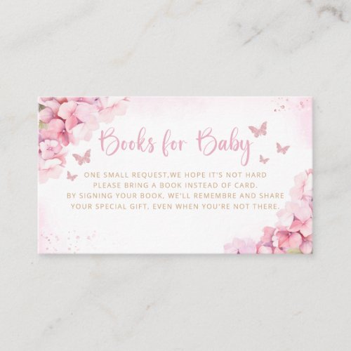 Cute Watercolor Butterfly Books For Baby Shower  Enclosure Card