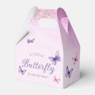 Cute Watercolor Butterfly purple girl Baby Shower Favor Boxes