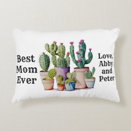 Cute watercolor cacti cactus succulents in pots  accent pillow