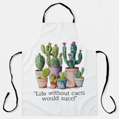 Cute watercolor cacti cactus succulents in pots apron