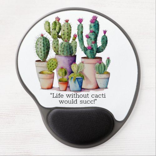 Cute watercolor cacti cactus succulents in pots gel mouse pad