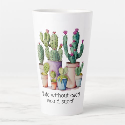 Cute watercolor cacti cactus succulents in pots latte mug