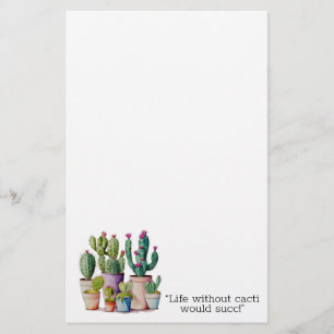 Cute watercolor cacti cactus succulents in pots stationery