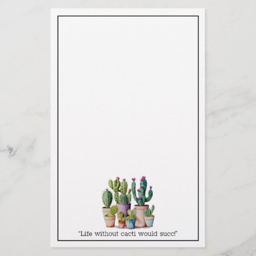 Cute watercolor cacti cactus succulents in pots stationery